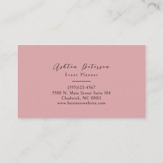 Minimalistisch Modern Roze Script Naam Visitekaart Visitekaartje (Achterkant)