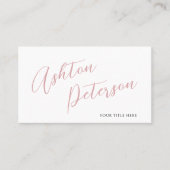 Minimalistisch Modern Roze Script Naam Visitekaart Visitekaartje (Voorkant)