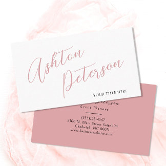 Minimalistisch Modern Roze Script Naam Visitekaart Visitekaartje