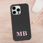 Minimalistisch Modern Roze Zwart Initiaal Monogram Case-Mate iPhone Case<br><div class="desc">Roze zwarte minimalistische moderne Initiaal monogram telefoonhoesje. Creëer uw eigen gepersonaliseerde iPhone Case met aangepaste initiaal naam.</div>