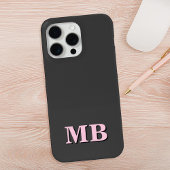 Minimalistisch Modern Roze Zwart Initiaal Monogram Case-Mate iPhone Case