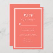 Minimalistisch modern RSVP Menu Coral White (Voorkant / Achterkant)