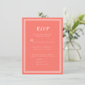 Minimalistisch modern RSVP Menu Coral White (Staand voorkant)