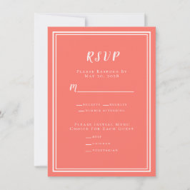 Minimalistisch modern RSVP Menu Coral White