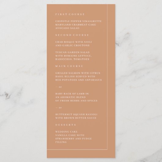 Minimalistisch Modern Rust Boho Arch Wedding Menu (Achterkant)