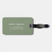 Minimalistisch modern Sage Green en White Monogram Bagagelabel (Achterkant horizontaal)