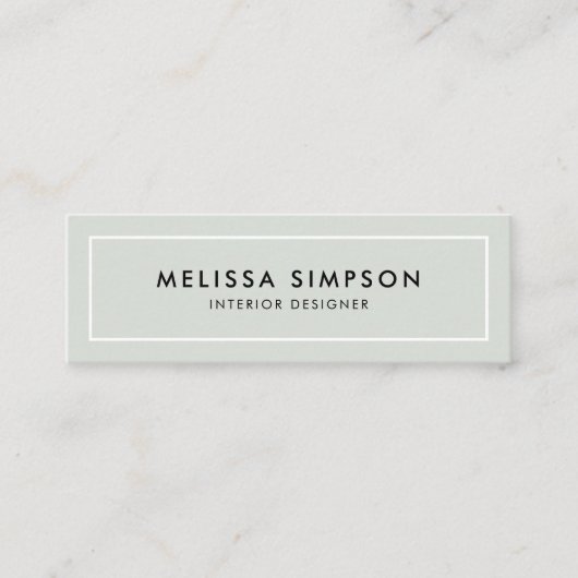 Minimalistisch Modern Sage Green Mini Visitekaartje (Voorkant)