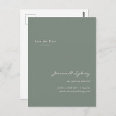 Minimalistisch modern Sage Green Script Save the D Briefkaart (Voorkant / Achterkant)