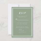 Minimalistisch modern Sage Green Wedding Classic RSVP Kaartje (Voorkant)