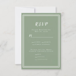 Minimalistisch modern Sage Green Wedding Classic RSVP Kaartje