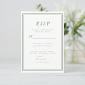Minimalistisch modern Sage Green White Wedding Cla RSVP Kaartje (Staand voorkant)