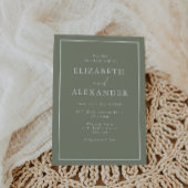 Minimalistisch Modern Sage Groen & Wit Bruiloft Kaart