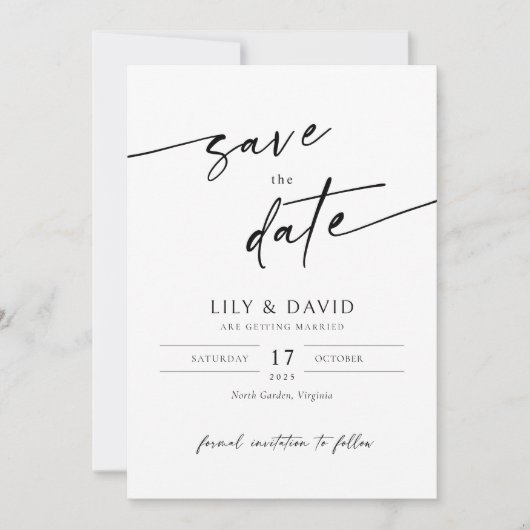 Minimalistisch Modern Save the Date Kaart Sjabloon (Voorkant)
