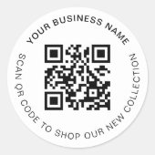 Minimalistisch modern scannable zakelijke QR-codel Ronde Sticker (Voorkant)