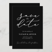 Minimalistisch modern schrift bruiloft save the date (Voorkant / Achterkant)