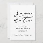 Minimalistisch modern schrift Huwelijk Save The Date (Voorkant)