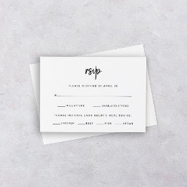 Minimalistisch modern schrift | Trouwmaaltijdkeuze RSVP Kaartje