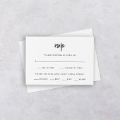 Minimalistisch modern schrift | Trouwmaaltijdkeuze RSVP Kaartje
