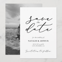 Minimalistisch modern schrift voor een huwelijk save the date