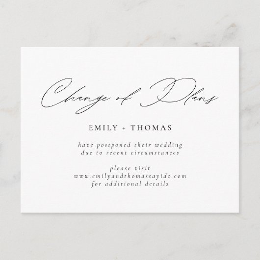 Minimalistisch modern schrift voor wijziging plann briefkaart (Voorkant)