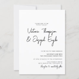 Minimalistisch modern schrift zwarte inkt witte tr kaart