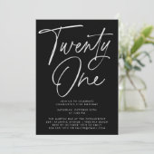 Minimalistisch modern script 21e verjaardagsfeest kaart (Staand voorkant)