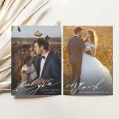 Minimalistisch modern script 2 Photo Wedding Bedankkaart