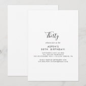 Minimalistisch Modern Script 30e verjaardag uitnod Kaart (Voorkant / Achterkant)