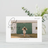 Minimalistisch Modern Script 4 Foto Afstuderen Kaart (Staand voorkant)