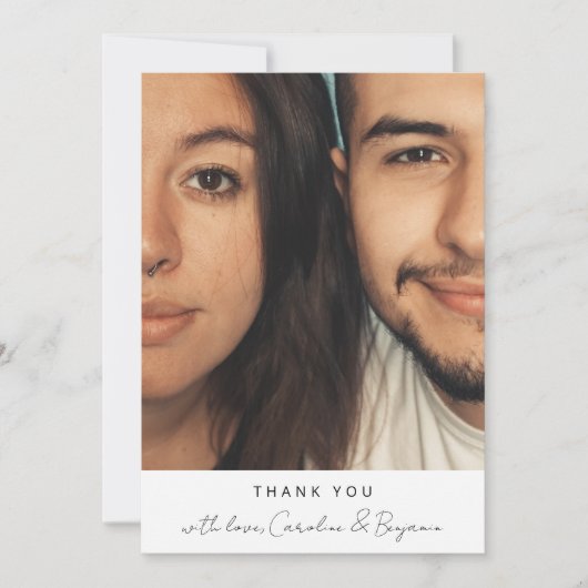 Minimalistisch modern script - Aangepaste fotoname Bedankkaart (Voorkant)