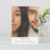 Minimalistisch modern script - Aangepaste fotoname Bedankkaart (Staand voorkant)