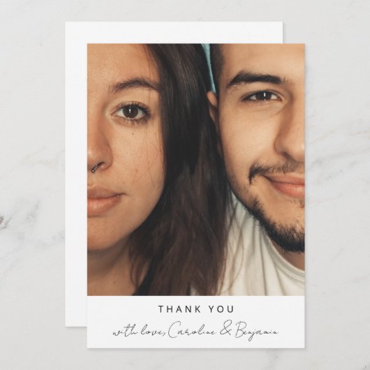 Minimalistisch modern script - Aangepaste fotoname Bedankkaart (Voorkant / Achterkant)