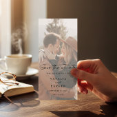 Minimalistisch modern script bladwijzer foto save the date