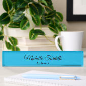 Minimalistisch modern script blauw naambordje