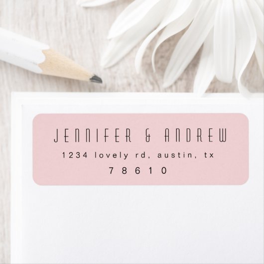 Minimalistisch Modern Script Blush Pink Retouradre Etiket (Insitu)