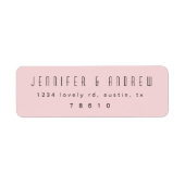 Minimalistisch Modern Script Blush Pink Retouradre Etiket (Voorkant)