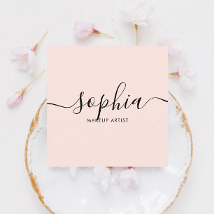 Minimalistisch Modern script Blush Pink Vierkante Visitekaartje