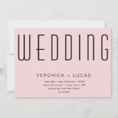Minimalistisch Modern Script Blush Wedding Kaart (Voorkant)