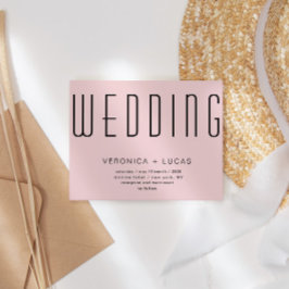 Minimalistisch Modern Script Blush Wedding Kaart