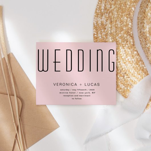 Minimalistisch Modern Script Blush Wedding Kaart