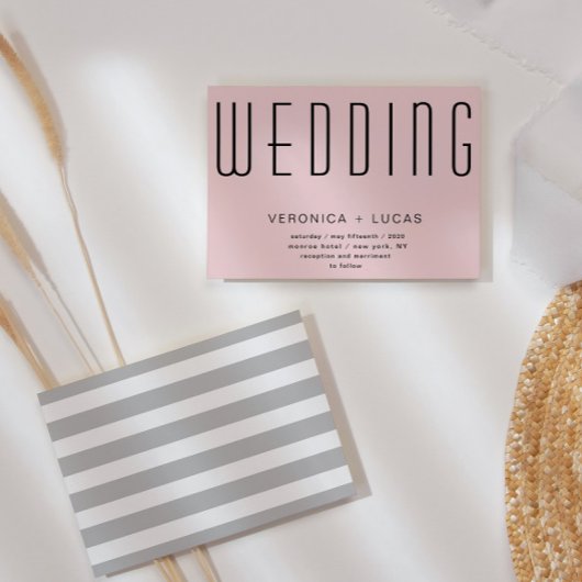 Minimalistisch Modern Script Blush Wedding Kaart