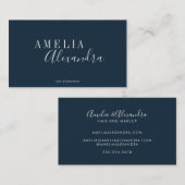 Minimalistisch modern script Boho Chic Navy Blue Visitekaartje (Voorkant / Achterkant)