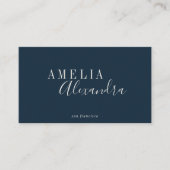 Minimalistisch modern script Boho Chic Navy Blue Visitekaartje (Voorkant)