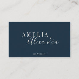Minimalistisch modern script Boho Chic Navy Blue Visitekaartje