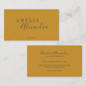 Minimalistisch modern script Boho Custom Yellow Gr Visitekaartje (Voorkant / Achterkant)