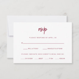 Minimalistisch modern script | Bourgogne Meal Choi RSVP Kaartje