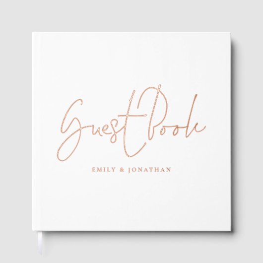 Minimalistisch modern script bruiloft gastenboek (Voorkant)