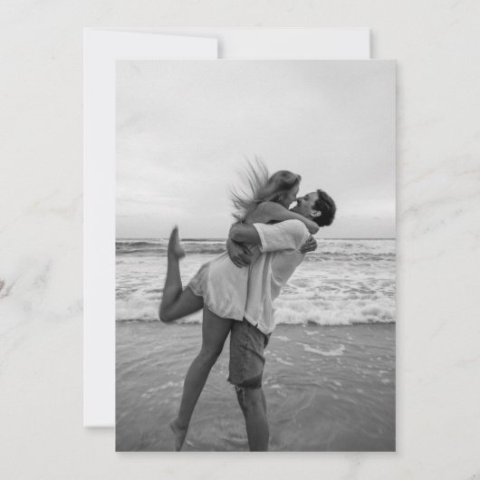 Minimalistisch modern script bruiloft opslaan van  save the date (Achterkant)