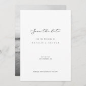 Minimalistisch modern script bruiloft opslaan van  save the date (Voorkant / Achterkant)