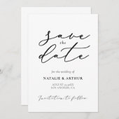Minimalistisch modern script bruiloft save the date (Voorkant / Achterkant)